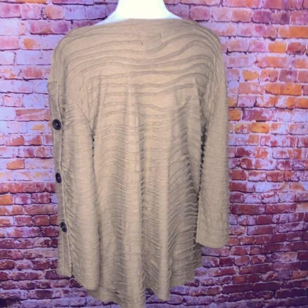 Toofan Tan Textured Lagenlook Scoop Neck Tunic - Picture 6 of 8